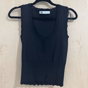 Zara Classic Black Sleeveless Top